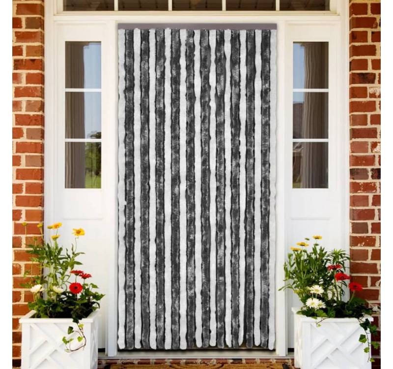 vidaXL Insektenschutz-Vorhang Insektenschutz-Vorhang Grau und Weiß 90x220 cm Vorhang Chenille von vidaXL