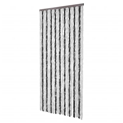 vidaXL Insektenvorhang, anpassbarer Chenille-Insektenschutz für Türen, wasserdicht, pflegeleicht, Grau und Weiß, 90 x 220 cm von vidaXL