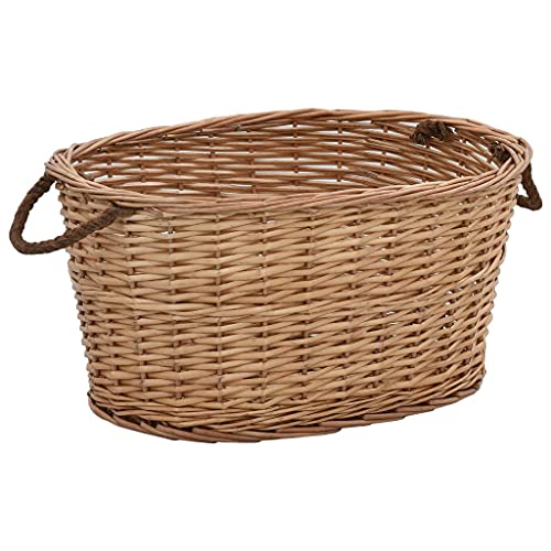 vidaXL Kaminholzkorb mit Tragegriffen Holzkorb Weidenkorb Kaminkorb Aufbewahrungskorb Füllkorb Brennholzkorb Tragekorb 58x42x29cm Natur Weide von vidaXL