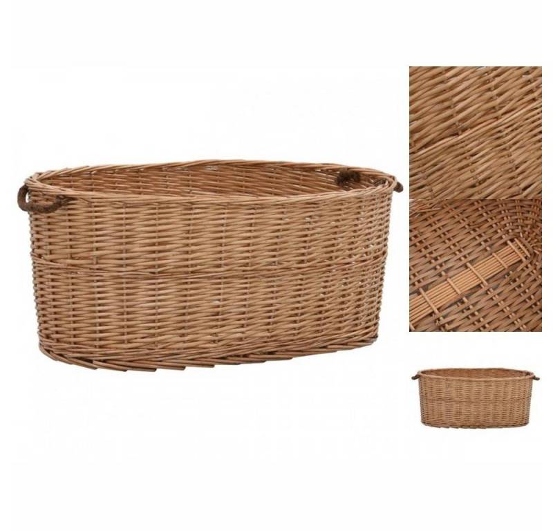 vidaXL Kaminholzregal Holzkorb mit Tragegriffen 78 x 54 x 34 cm Natur Weide, BxTxH:78x54x34 cm von vidaXL