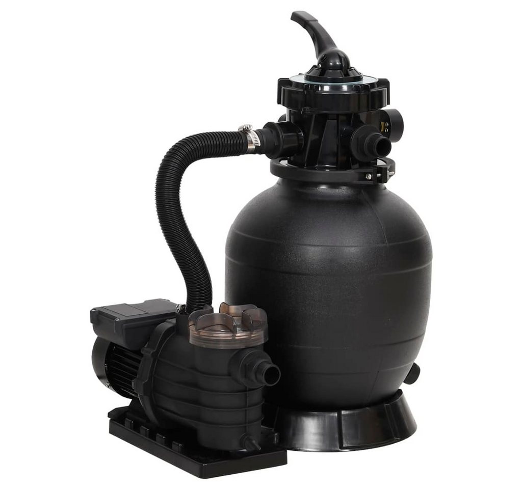 vidaXL Kartuschen-Filterpumpe Poolpumpe Pool-Sandfilter mit 6-Wege-Ventil Schwarz von vidaXL