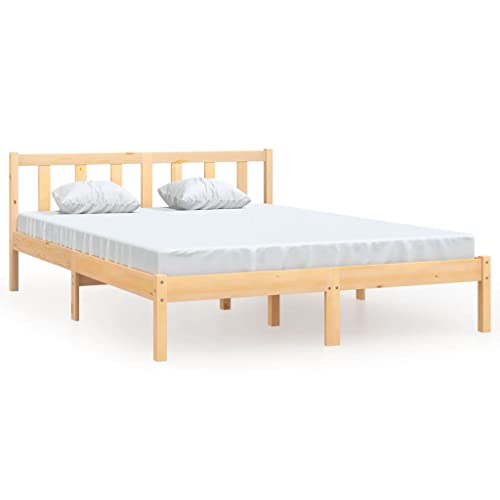 vidaXL Kiefer Massivholzbett Bettgestell Bett Holzbett Doppelbett Futonbett Bettrahmen Schlafzimmerbett Schlafzimmermöbel 140x200cm von vidaXL