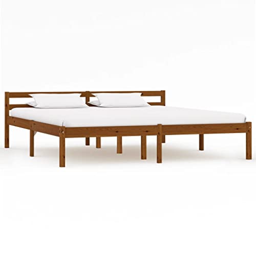 vidaXL Kiefernholz Massiv Bettgestell Holzbett Doppelbett Futonbett Massivholz Bett Bettrahmen Lattenrost Schlafzimmerbett Honigbraun 160x200cm von vidaXL