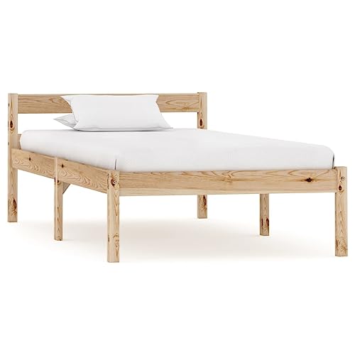 vidaXL Kiefernholz Massiv Bettgestell Holzbett Einzelbett Futonbett Massivholz Bett Bettrahmen Lattenrost Schlafzimmerbett 100x200cm von vidaXL