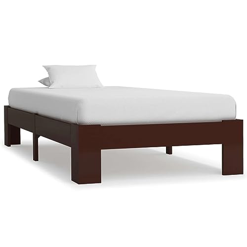 vidaXL Kiefernholz Massiv Bettgestell Holzbett Einzelbett Futonbett Massivholz Bett Bettrahmen Lattenrost Schlafzimmerbett Dunkelbraun 100x200cm von vidaXL