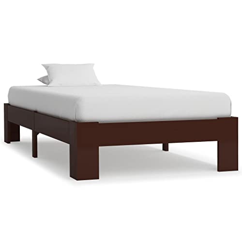 vidaXL Kiefernholz Massiv Bettgestell Holzbett Einzelbett Futonbett Massivholz Bett Bettrahmen Lattenrost Schlafzimmerbett Dunkelbraun 90x200cm von vidaXL