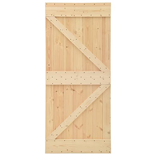 vidaXL Kiefernholz Massiv Schiebetür mit Beschlag Schiebetürsystem Holztür Schiebetürbeschlag Tür Holzschiebetür Laufschiene 100x210cm von vidaXL