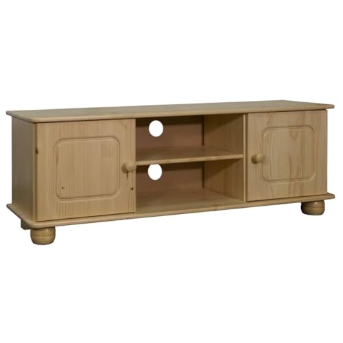 vidaXL Kiefernholz Massiv TV Schrank 2 Türen 2 Fächer Lowboard TV Möbel Tisch Board Sideboard Fernsehtisch Fernsehschrank HiFi-Schrank 115x29x40cm von vidaXL