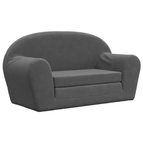 vidaXL Kinder Schlafsofa 2-Sitzer, 2-in-1 Kindersofa mit Schlaffunktion, Kindersessel Sofa Abnehmbarer Bezug, Kindercouch Couch Kindermöbel, Anthrazit Weicher Plüsch von vidaXL