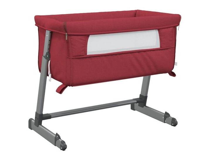 vidaXL Kinderbett Babybett mit Matratze Rot Leinenstoff Anstellbettchen Mobil, rot von vidaXL