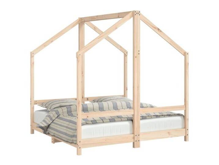 vidaXL Kinderbett Kinderbett 2x70x140 cm Massivholz Kiefer, braun von vidaXL