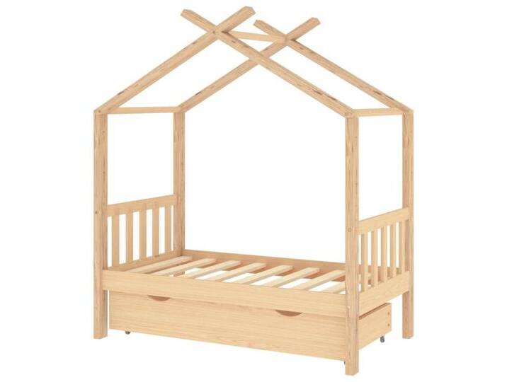 vidaXL Kinderbett Kinderbett Himmelbett mit Schublade Massivholz Kiefer 70x140 cm, braun vidaXL Kinderbett Kinderbett Himmelbett mit Schublade Massivholz Kiefer 70x140 cm, braun von vidaXL