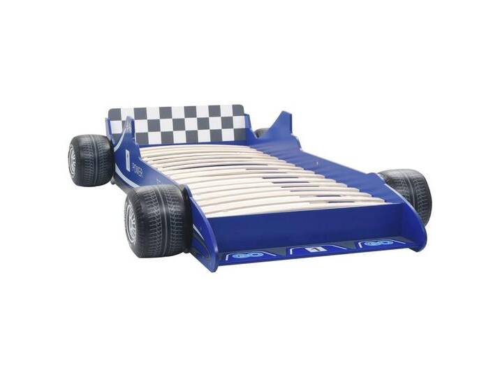 vidaXL Kinderbett Kinderbett mit Lattenrost 3D Designbett Rennwagen Motivbett 90 x 200 c, blau von vidaXL