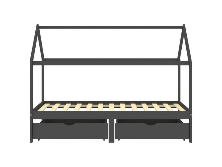 vidaXL Kinderbett Kinderbett mit Schublade Himmelbett Bettgestell Dunkelgrau Massivholz, grau vidaXL Kinderbett Kinderbett mit Schublade Himmelbett Bettgestell Dunkelgrau Massivholz, grau von vidaXL