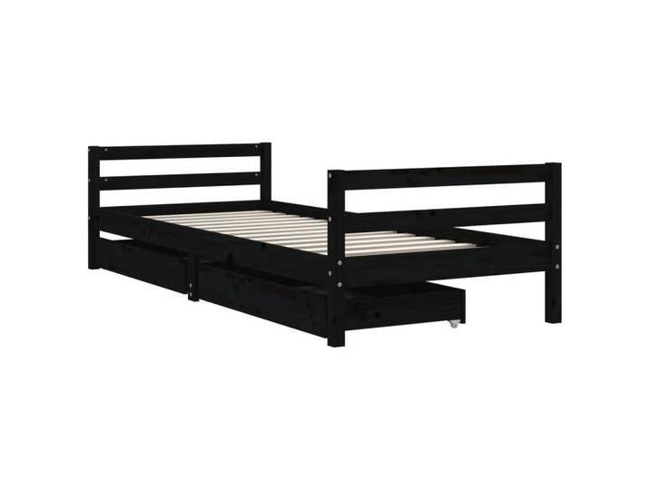 vidaXL Kinderbett Kinderbett mit Schubladen Schwarz 90x200 cm Massivholz Kiefer, schwarz von vidaXL