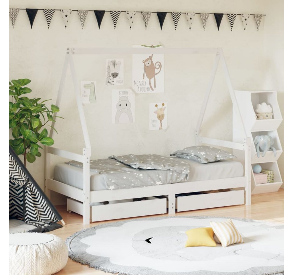 vidaXL Kinderbett Kinderbett mit Schubladen Weiß 80x160 cm Massivholz Kiefer von vidaXL