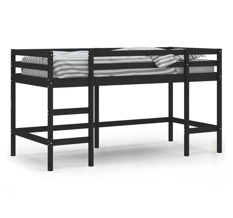 vidaXL Kinderbett Kinderhochbett mit Leiter Schwarz 90x200 cm Massivholz Kiefer Bett Bet von vidaXL