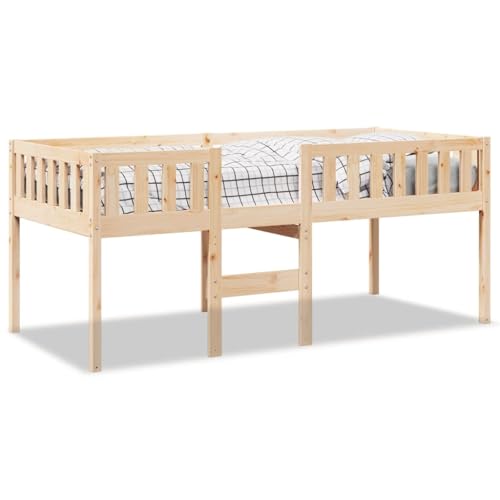 vidaXL Kinderbett, Hochbett ohne Matratze, Kinderzimmer Bett mit Rausfallschutz Lattenrost, Bettgestell Spielbett, 90x200cm Massivholz Kiefer von vidaXL