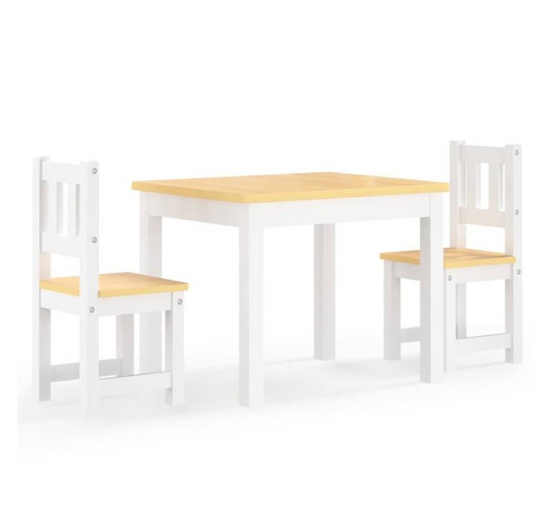 vidaXL Kindersitzgruppe Kinder Sitzgruppe Kindermöbel Set 3tlg Kindertisch 2x Stuhl Weiß Beige von vidaXL