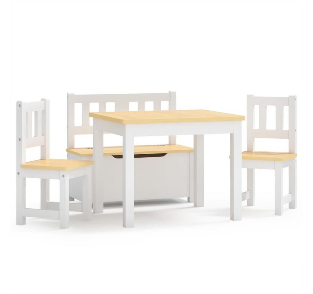 vidaXL Kindersitzgruppe Kinder Sitzgruppe Kindermöbel Set 4tlg Kindertisch 2x Stuhl Bank Weiß vidaXL Kindersitzgruppe Kinder Sitzgruppe Kindermöbel Set 4tlg Kindertisch 2x Stuhl Bank Weiß von vidaXL