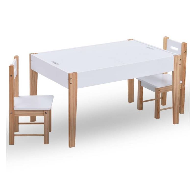 vidaXL Kindersitzgruppe Kindermöbel Sitzgruppe 3tlg Kinderstuhl Kindertisch Set Schwarz und We von vidaXL