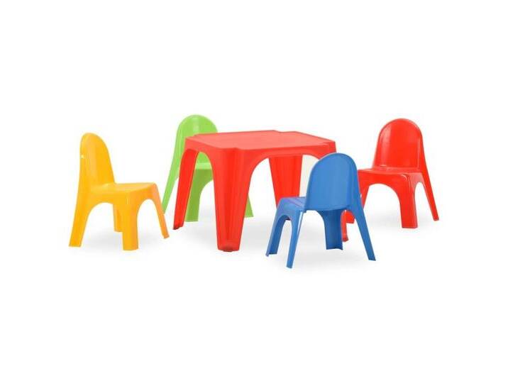 vidaXL Kindersitzgruppe Kindersitzgruppe Tisch- und Stuhlset für Kinder Kunststoff, rot von vidaXL