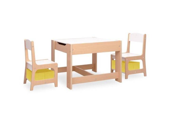 vidaXL Kindersitzgruppe Kindertisch mit 2 Stühlen MDF Sitzgruppe Sitzmöbel Kindergarten Holz, braun von vidaXL