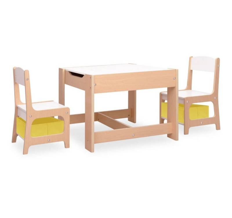 vidaXL Kindersitzgruppe Kindertisch mit 2 Stühlen MDF Sitzgruppe Sitzmöbel Kindergarten Holz von vidaXL