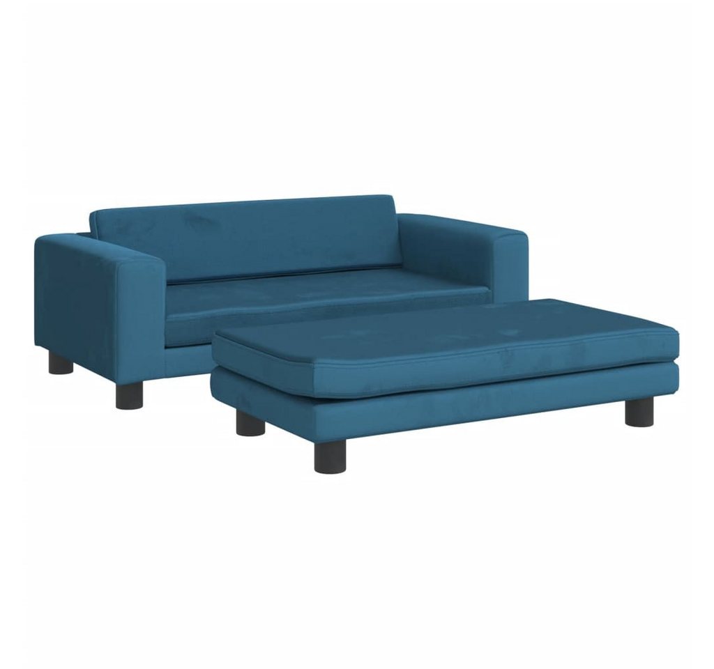vidaXL Kindersofa, Kinder Schlafsofa mit Hocker Blau 100x50x30 cm Samt von vidaXL