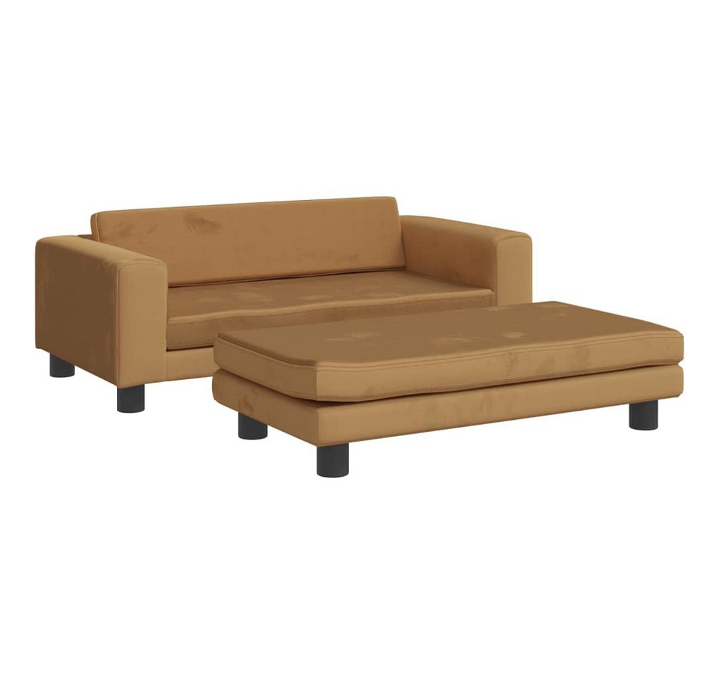 vidaXL Kindersofa, Kinder Schlafsofa mit Hocker Braun 100x50x30 cm Samt von vidaXL