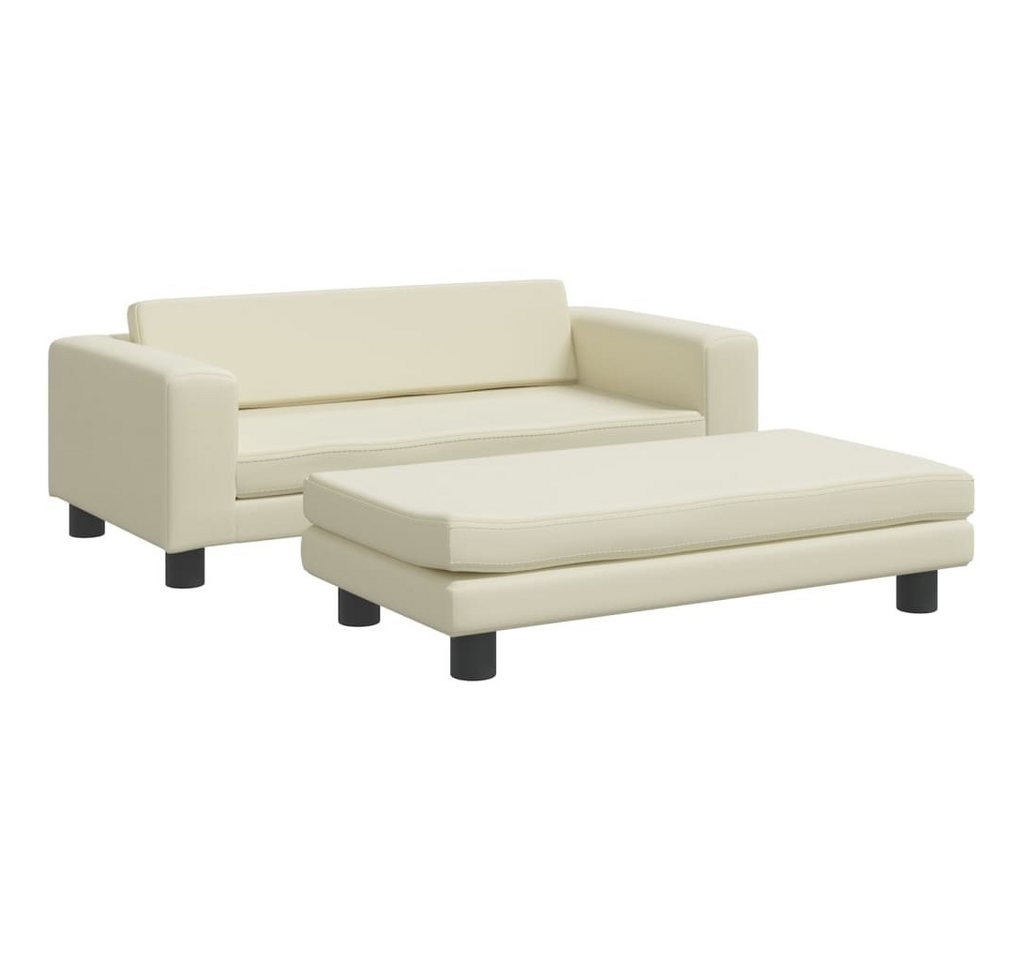 vidaXL Kindersofa, Kinder Schlafsofa mit Hocker Creme 100x50x30 cm Kunstleder von vidaXL