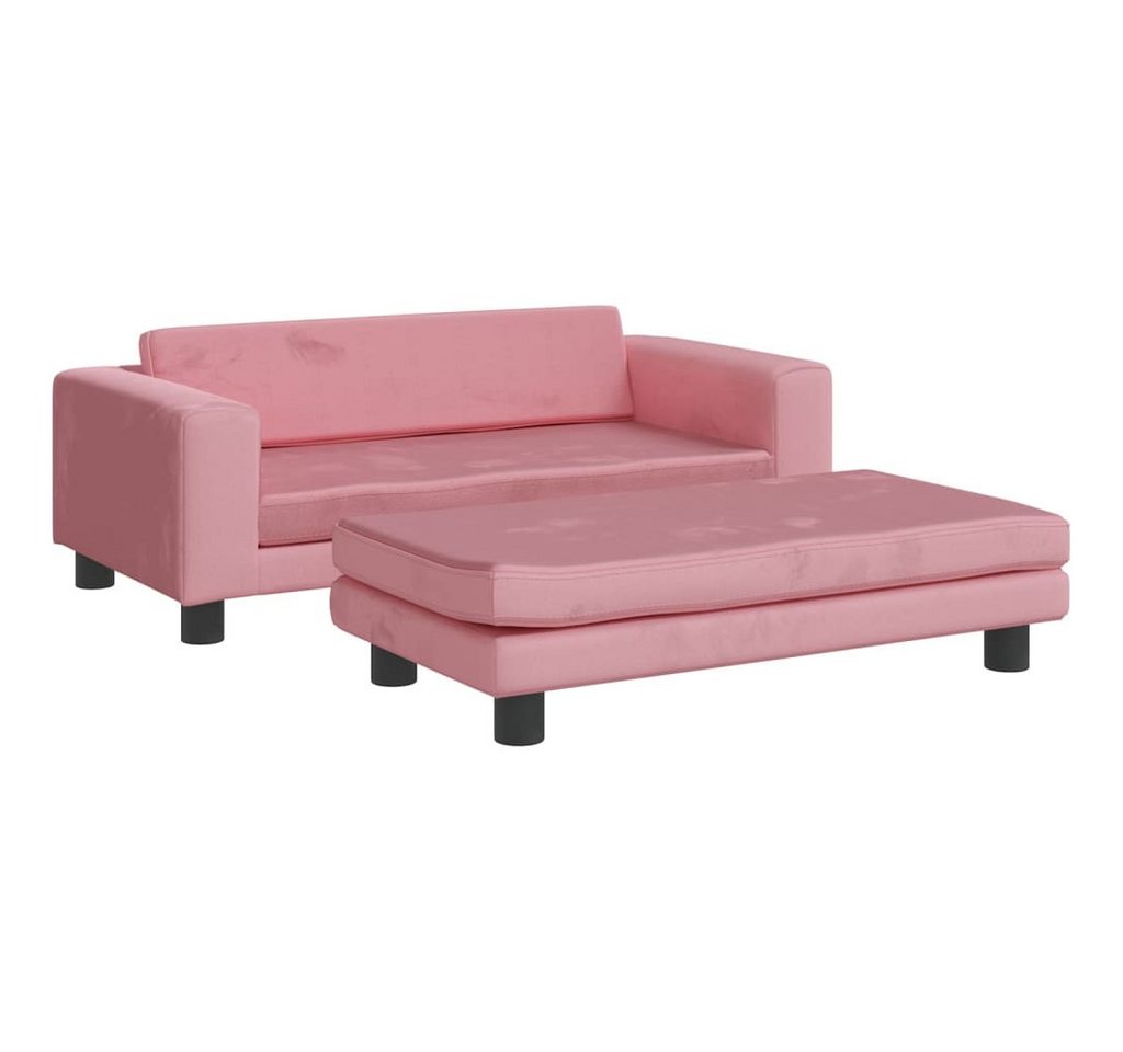 vidaXL Kindersofa, Kinder Schlafsofa mit Hocker Rosa 100x50x30 cm Samt von vidaXL