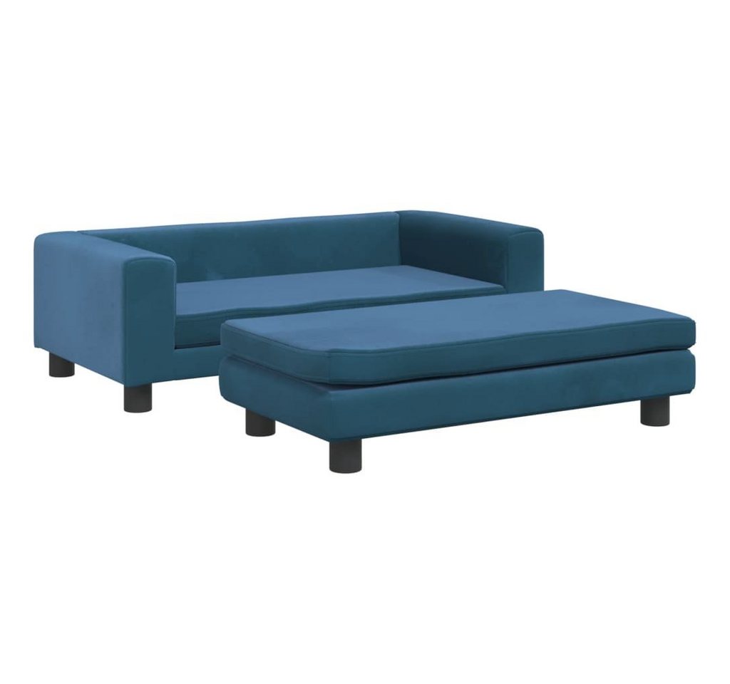 vidaXL Kindersofa Kindersofa mit Hocker Blau 100x50x30 cm Samt Kindercouch Kindermöbel K von vidaXL