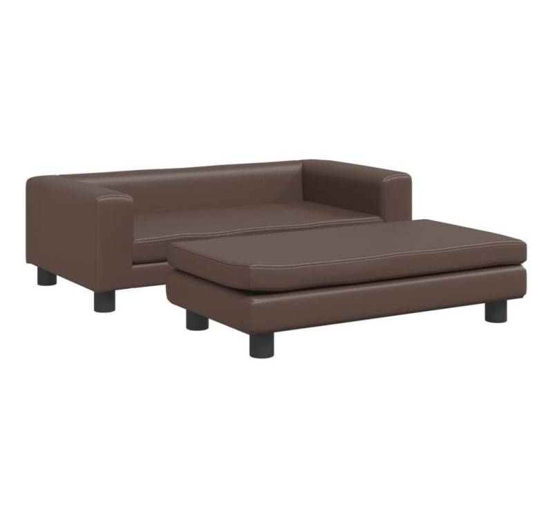vidaXL Kindersofa Kindersofa mit Hocker Braun 100x50x30 cm Kunstleder Kindercouch Kinder von vidaXL