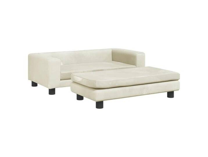 vidaXL Kindersofa Kindersofa mit Hocker Creme 100x50x30 cm Samt Kindercouch Kindermöbel, beige von vidaXL