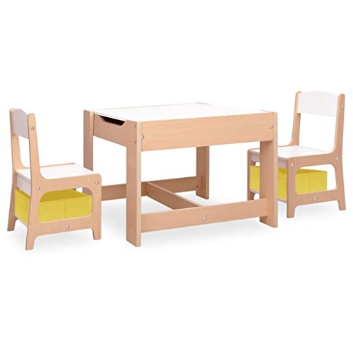 vidaXL Kindertisch mit 2 Stühlen Kreidetafel Kindersitzgruppe Kindermöbel Tisch Kinderstuhl Kindersitzgarnitur Sitzgruppe Tischset MDF von vidaXL