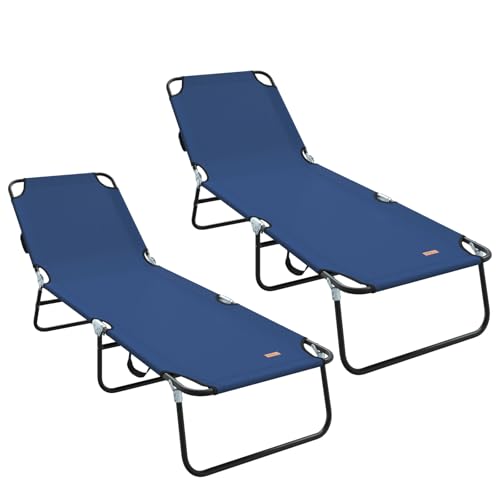vidaXL Klappbarer Sonnenliegestuhl 2 Teile Tragbares Blau 600D Oxfordstoff von vidaXL