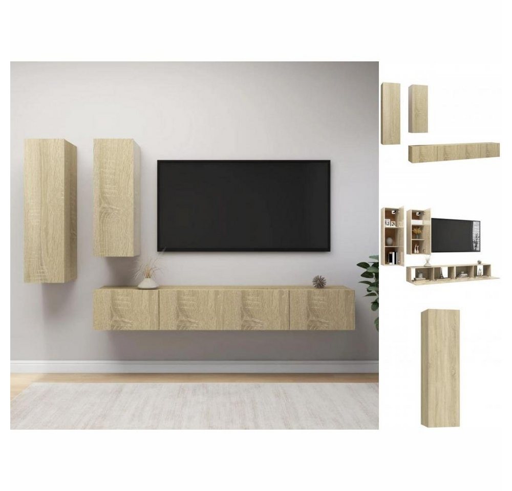 vidaXL Kleiderschrank 4-tlg TV-Schrank-Set Sonoma-Eiche Spanplatte von vidaXL