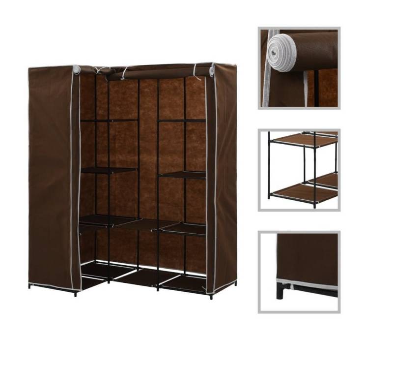 vidaXL Stoffschrank Eckkleiderschrank Braun 130 x 87 x 169 cm (1-St) von vidaXL