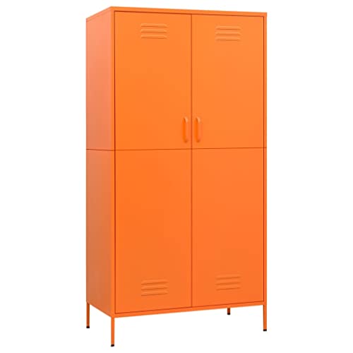 vidaXL Kleiderschrank Garderobenschrank Dielenschrank Schlafzimmerschrank Stahlschrank Lagerschrank Mehrzweckschrank Schrank Orange 90x50x180cm Stahl von vidaXL