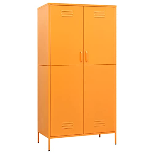 vidaXL Kleiderschrank Garderobenschrank Dielenschrank Schlafzimmerschrank Stahlschrank Lagerschrank Mehrzweckschrank Schrank Senfgelb 90x50x180cm Stahl von vidaXL