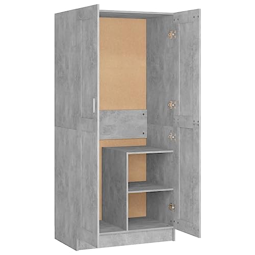 vidaXL Kleiderschrank Garderobenschrank Schlafzimmerschrank Mehrzweckschrank Schrank Dielenschrank Betongrau 82,5x51,5x180cm Holzwerkstoff von vidaXL