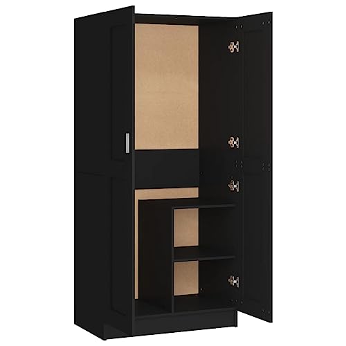 vidaXL Kleiderschrank Garderobenschrank Schlafzimmerschrank Mehrzweckschrank Schrank Dielenschrank Schwarz 82,5x51,5x180cm Holzwerkstoff von vidaXL