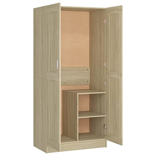 vidaXL Kleiderschrank Garderobenschrank Schlafzimmerschrank Mehrzweckschrank Schrank Dielenschrank Sonoma-Eiche 82,5x51,5x180cm Holzwerkstoff von vidaXL