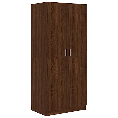 vidaXL Kleiderschrank Garderobenschrank Schrank Hochschrank Aufbewahrungsschrank Schlafzimmerschrank Braun Eichen-Optik 80x52x180cm Holzwerkstoff von vidaXL