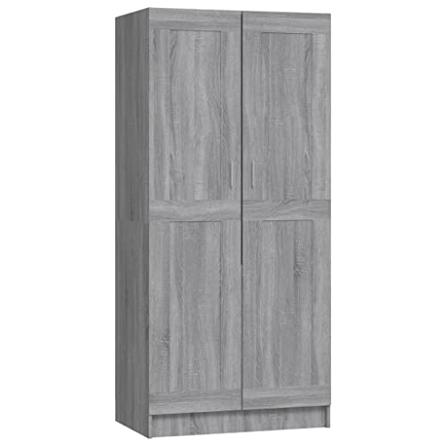vidaXL Kleiderschrank, Garderobenschrank mit viel Stauraum, Aufbewahrungsschrank für Wohnzimmer Waschküchen Schlafzimmer, Grau Sonoma Holzwerkstoff von vidaXL
