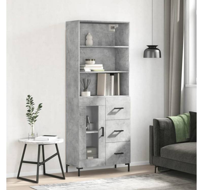 vidaXL Highboard Highboard Betongrau 69,5x34x180 cm Spanplatte Glas Vitrine von vidaXL