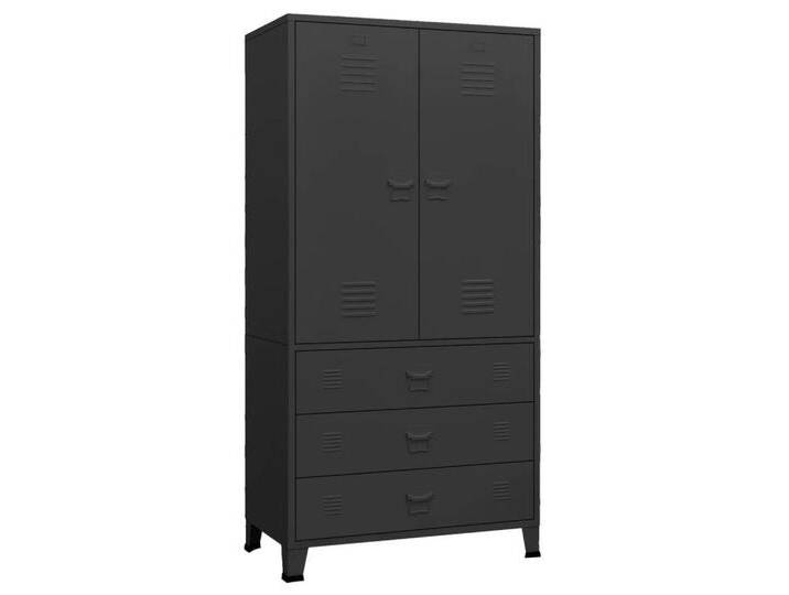vidaXL Kleiderschrank Industrial Kleiderschrank Schwarz 90x50x180 cm Metall (1-St), schwarz, Schwarz von vidaXL