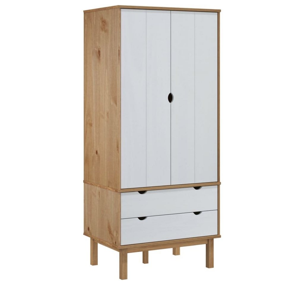 vidaXL Kleiderschrank Kleiderschrank Braun Weiß 76,5x53x172 cm Massivholz Kiefer von vidaXL