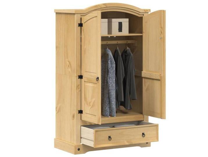 vidaXL Kleiderschrank Kleiderschrank Corona 101x52x170 cm Massivholz Kiefer, braun von vidaXL